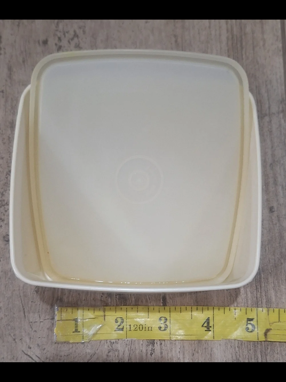 Vintage Tupperware Set of 2 Square Storage Containers with Lids Almond Beige